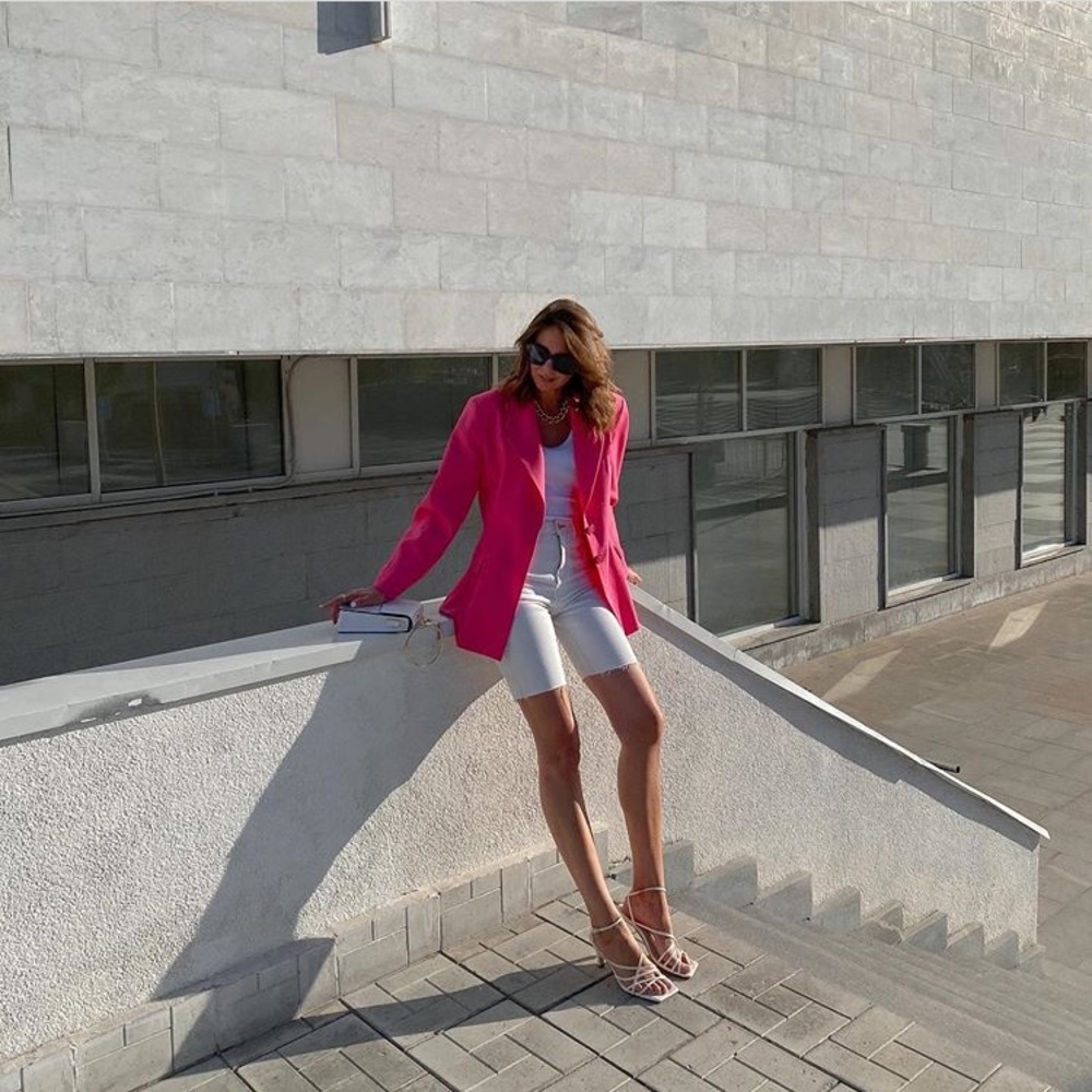 H&M oversized blazer pink jacket
